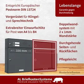 AL Briefkastensysteme 1er Premium Briefkasten Anthrazit inkl. Zeitungsfach