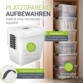 Juskys Aufbewahrungsbox Kunststoff 30 l transparent/weiß