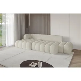 altdecor Ecksofa Samt mit Schlaffunktion 2-Sitzer Creme
