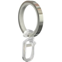 Flairdeco Gardinenringe / Ringe mit Gleiteinlage / Faltenhaken, Metall, Edelstahl-Optik, 33/24 mm, 24 Stück