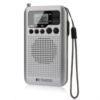 Retekess TR106 Mini Radio, UKW FM AM Radio Batteriebetrieben, Kleines Radio mit Sleeptimer, Akku, 3,5mm Kopfhörerbuchse, Schlafzimmer, (Silber)