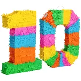 Fax Potato 2pc 10. Geburtstag Piñata- und Augenbinden-Set - Mehrfarbig - Mexikaner Kinder Mädchen Jungs Geburtstagsfeier Parteien Spiele Dekorationen Bausatz