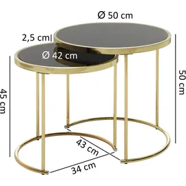 Wohnling Satztisch CORA Schwarz/Gold