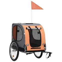 VidaXL Fahrradanhänger Haustiere orange/ grau