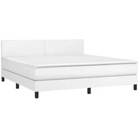 vidaXL Boxspringbett mit Matratze & LED Weiß 180x200 cm Kunstleder