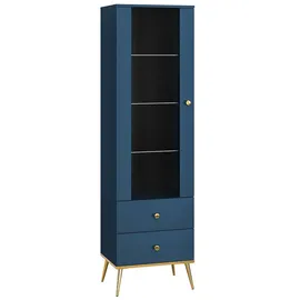 Lomadox Vitrine MONTPELLIER-131 190 x 55 x 40 cm Blau