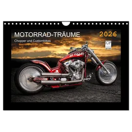Calvendo Motorrad-Träume – Chopper und Custombikes (Wandkalender 2026 DIN A4 quer), CALVENDO Monatskalender: