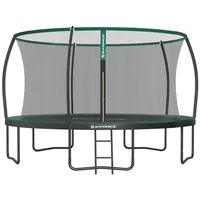 SONGMICS Gartentrampolin Ø 244/305/366/427 cm, Ø 427 cm, bis zu 80-150 kg belastbar, Trampolin mit Leiter und Sicherheitsnetz grün 427 cm