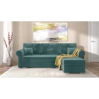 99rooms Ofanto Ecksofa Türkis Rechts Velours KRONOS