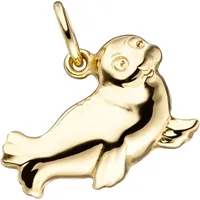 Kettenanhänger JOBO "Anhänger Robbe Seehund 10,9 mm", gelbgold 585, Schmuckanhänger, Damen, Gelbgold 585, Kettenanhänger, 14 Karat 585 Gold