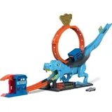 Hot Wheels City T-Rex Looping-Bahn, Dinosaurier-Angriff inkl. Auto 1:64