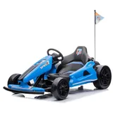 ES-Toys Kinder Elektroauto "e-Gokart" mit 24V und Driftfunktion + 2x 12V7A (24V7A) Akku und 2 Motoren -Blau - Blau