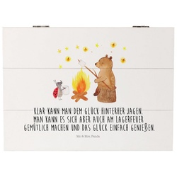 Mr. & Mrs. Panda Dekokiste Bär & Marienkäfer Lagerfeuer – Weiß – Geschenk, Teddybär, Erinnerungskiste, Kiste, Teddy, Erinnerungsbox, Schatzkiste, Truhe, Schatulle (1 St) weiß Ø 0 cm x 18 cm x 15 cm