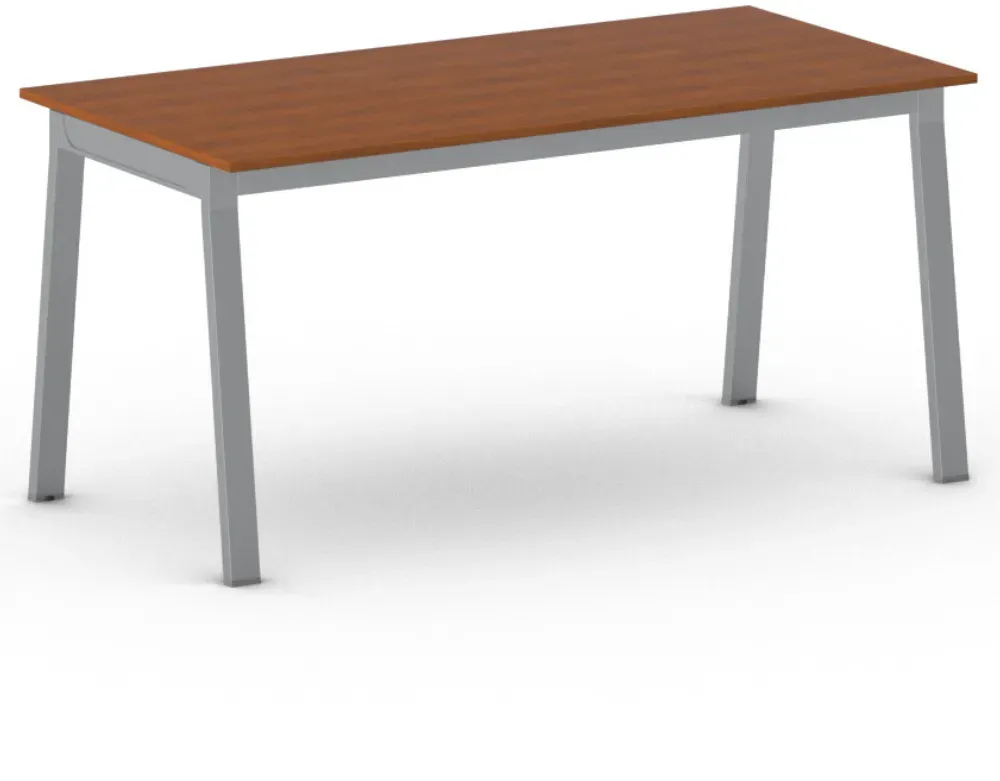 Bürotisch PRIMO BASIC, 160x80 cm, graues Metallgestell, Kirschbaum