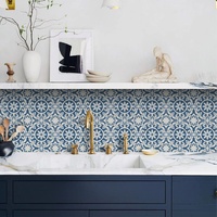 Alwayspon Fliesenaufkleber, blaue, marokkanische Fliesenaufkleber, selbstklebend, für Bathoon-Küche, Spritzschutz für Herde, selbstklebende Vinyl-Wandfliesen-Aufkleber, 10 Stück x 15 cm