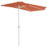 VCM Sonnenschirm   Maße ca. 2,7x1,4 m   Schirm mit Kurbel   Rechteckschirm   Sonnenschutz halbrund   Terracotta