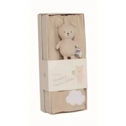 JaBaDaBaDo Geschenk-Set Kuscheldecke  beige & Schnullerhalter Teddy