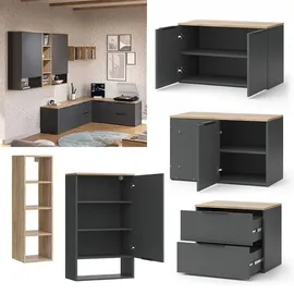 Vicco Wohnwand Wido, Anthrazit Eiche 9 Teile