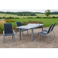 Merxx Amalfi Set 5-tlg.Tisch 220 x 90 cm inkl. Stapelsessel  marineblau