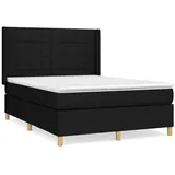 vidaXL Boxspringbett mit Matratze Schwarz 140x200 cm Stoff