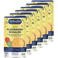 Zirkulin Bio Flohsamenschalen 6x200g Dose - fördert die Verdauung & Darmgesundheit - Geschmacksneutral - Unterstützen eine ballaststoffreiche & gesunde Ernährung - Sehr gut Quellfähig