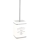 Testrut axentia 122152 WC-Garnitur Paris, Badausstattung, WC-Zubehör aus Keramik und Metall, Bürste und Halter als Badaccessoire, Behälter mit Frontdruck, ca. 10,5 x 10,5 x 37 cm, altweiß