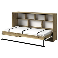 Stylefy Jugendbett Narin II (Schrankbett, Bett), 90×200 cm, klappbar, mit Regal und Matratze, für Jugend grau|weiß