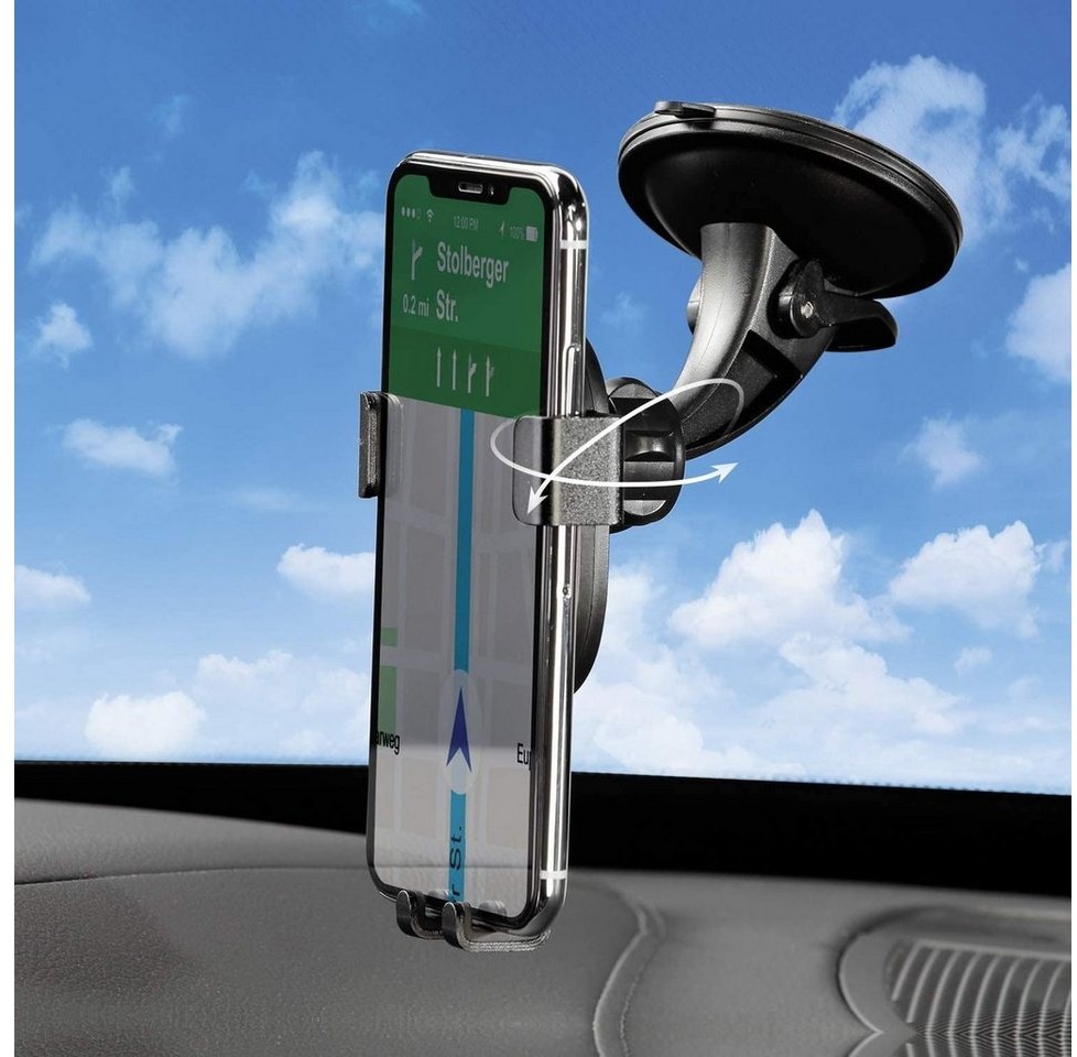 Kremer Universal KFZ-Smartphonehalterung fürs Auto KFZ Windschutzscheibe Smartphone-Halterung schwarz