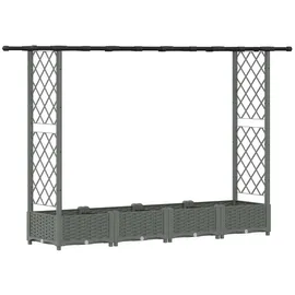 vidaXL Hochbeet mit Rankgitter und Dach 203 x 40 x 121 cm Hellgrau