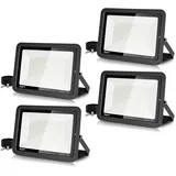 loyal 4 Stücke LED Strahler Außen 200W, 20000LM Superhell LED Strahler Innen, Warmweiß 3000K LED Fluter Aussen, IP65 Wasserdicht LED Scheinwerfer, Baustrahler für Garage, Hotel, Gärten