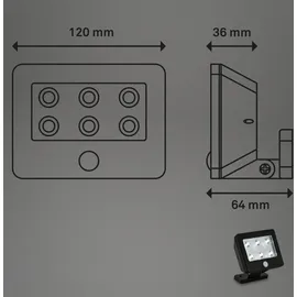 Briloner Leuchten Kollig - Strahler - 2276065 - inkl. Bewegungsmelder - Hell-/dunkelsensor - Erfassungsbereich 3 m - Batterien inkl. - x 12 x 9 cm - Briloner