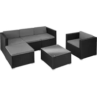 Tectake Rattan Lounge, für 4 bis 5 Personen widerstandsfähig - Schwarz