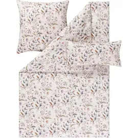 Estella Mako-Satin Bettwäsche Jolanda creme Wiesenblumen Blätter 7953-215