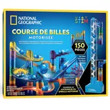 Blue Marble NATIONAL Geographic Murmelbahn mit Motoraufzug – 150-teiliges Set mit motorisierter Spirale, 30 Glasmurmeln, Aufbewahrungstasche & Zubehör, Endlosschleifen-Spiel, Mint-Bausatz für Kinder