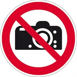 Aufkleber Fotografieren verboten ISO 7010, Folie, Ø 200 mm