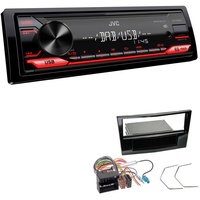 JVC KD-X182DB 1-DIN Media Autoradio AUX-In USB DAB+ mit Einbauset für Opel Corsa D piano black