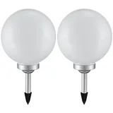 Expo Börse Kugelleuchte Solarleuchte Kugel Garten Solar Led Gartendeko Solarkugel für Außen 20 cm, Leuchtdauer ca. 6-8 Stunden, H 62 cm, 2er Set