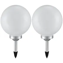 Expo Börse Kugelleuchte Solarleuchte Kugel Garten Solar Led Gartendeko Solarkugel für Außen 20 cm, Leuchtdauer ca. 6-8 Stunden, H 62 cm, 2er Set