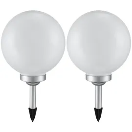 Expo Börse Kugelleuchte Solarleuchte Kugel Garten Solar Led Gartendeko Solarkugel für Außen 20 cm, Leuchtdauer ca. 6-8 Stunden, H 62 cm, 2er Set