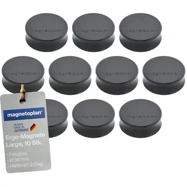 Magnetoplan Ergo-Magnete, large, Felsgrau, Pack a 10 Stück