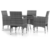 vidaXL 5-tlg Garten-Essgruppe Poly Rattan Grau