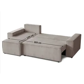 beautysofa Ecksofa HEKTOR poso2 Dunkelbeige , Breite der Ottomane 70 cm, mit Schlaffunktion - Beige