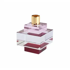 Cr8 A Gift Gift Company Dioptrics Eckig, Kerzenständer, Kerzen Halter, Kristallglas, Pink, H 7 cm, 15504013