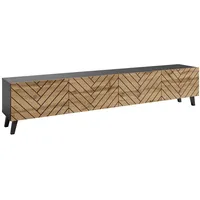 Feldmann-Wohnen Lowboard, Eiche Wotan, Schwarz, Holz, 190x39x32 cm, Wohnzimmer,
