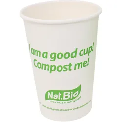 emissimo Bio Einwegbecher "GreenTree" 0,297 L - Pappe PLA-beschichtet umweltfreundlich Kaffeebecher  50 Stück