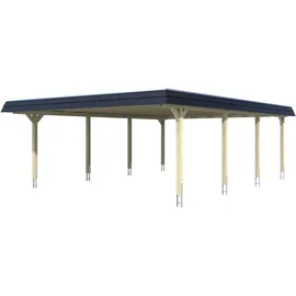 SKANHOLZ Carport Wendland 6,30 x 8,79 m weiß mit EPDM-Dach und Pfostenanker