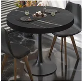 GGMMÖBEL BL | Bistrotisch | Ø:H 80 x 78 cm | Schwarzer Rand | Schwarz Marmor / Schwarz | Rund