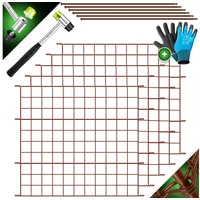 KESSER Zaun Teichzaun Gartenzaun Steckzaun Komplettset Metall Zaun für Garten, (Inkl. Handschuhe, Hammer + Befestigungsstäben), Zaun zum stecken für Garten, Gitterzaun Set Freigehege für Tiere braun