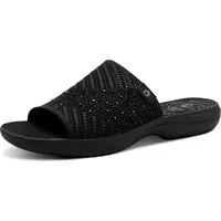 Jana Coshy Damen Pantoletten Sommer Bequem, Schwarz (Black), 40