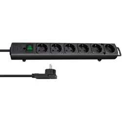 Comfort-Line Plus Steckdosenleiste, Flachstecker, breite Abstände, 6-fach, schw.